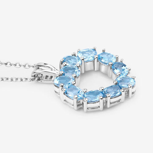 Bids.com 1.90 Carat Genuine Swiss Blue Topaz .925 Sterling Silver Pendant Pendants White Smoke size 18.00