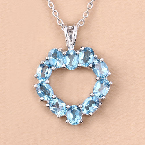 Bids.com 1.90 Carat Genuine Swiss Blue Topaz .925 Sterling Silver Pendant Pendants Wheat size 18.00