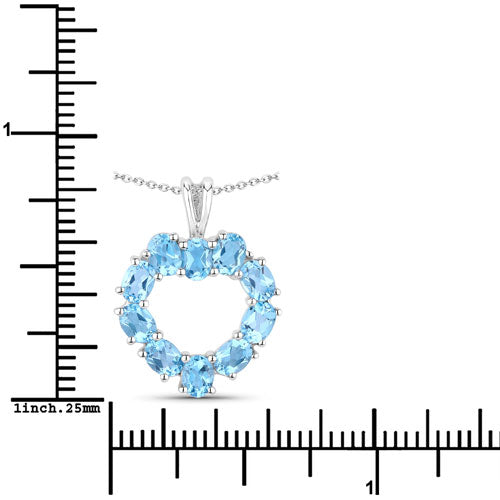 Bids.com 1.90 Carat Genuine Swiss Blue Topaz .925 Sterling Silver Pendant Pendants White Smoke size 18.00
