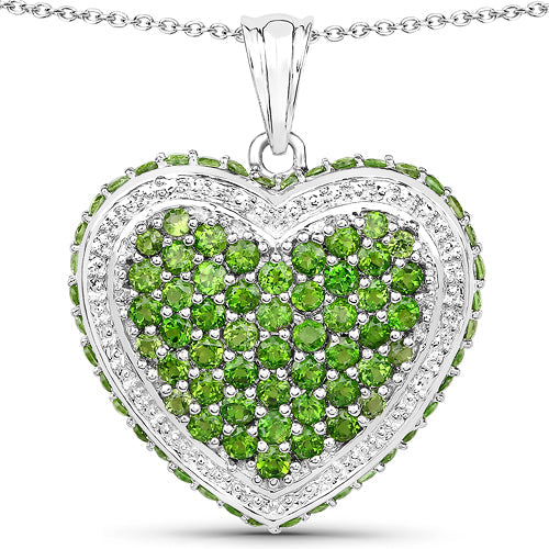 Bids.com 4.62 Carat Genuine Chrome Diopside .925 Sterling Silver Pendant Pendants White Smoke Default Title