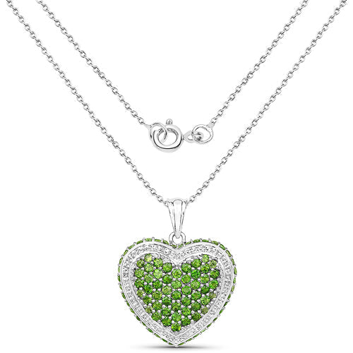 Bids.com 4.62 Carat Genuine Chrome Diopside .925 Sterling Silver Pendant Pendants White Smoke