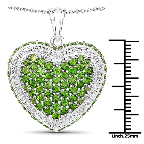 Bids.com 4.62 Carat Genuine Chrome Diopside .925 Sterling Silver Pendant Pendants White Smoke