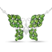 Bids.com 4.88 Carat Genuine Chrome Diopside and White Topaz .925 Sterling Silver Pendant Pendants White Smoke Default Title