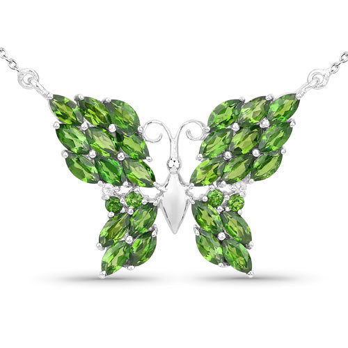 Bids.com 4.88 Carat Genuine Chrome Diopside and White Topaz .925 Sterling Silver Pendant Pendants White Smoke Default Title