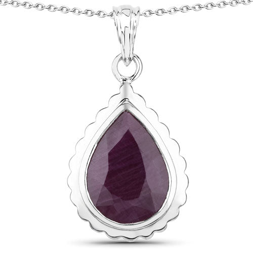 Bids.com 14.10 Carat Genuine Ruby .925 Sterling Silver Pendant Pendants White Smoke Default Title