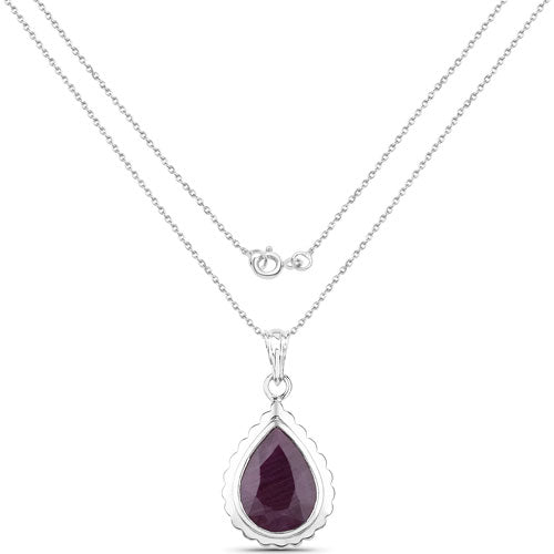 Bids.com 14.10 Carat Genuine Ruby .925 Sterling Silver Pendant Pendants White Smoke