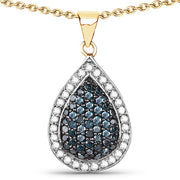 Bids.com 14K Yellow Gold Plated 0.81 Carat Genuine Blue Diamond and White Diamond .925 Sterling Silver Pendant Pendants White Smoke Default Title