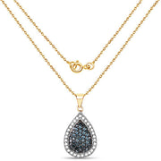 Bids.com 14K Yellow Gold Plated 0.81 Carat Genuine Blue Diamond and White Diamond .925 Sterling Silver Pendant Pendants White Smoke