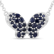 Bids.com 3.83 Carat Genuine Blue Sapphire and White Zircon .925 Sterling Silver Pendant Pendants White Smoke Default Title