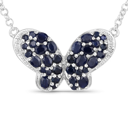 Bids.com 3.83 Carat Genuine Blue Sapphire and White Zircon .925 Sterling Silver Pendant Pendants White Smoke Default Title