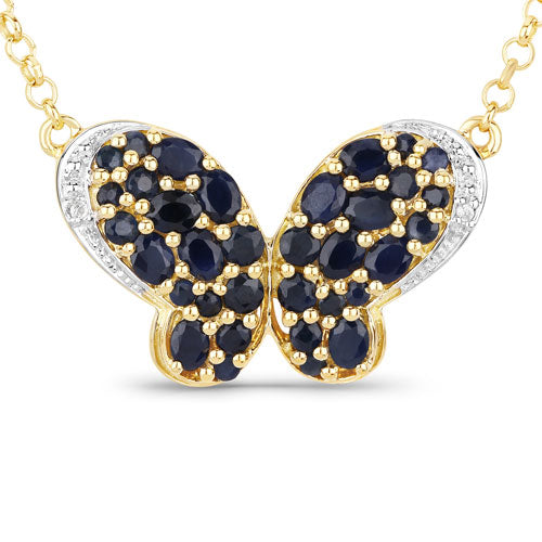 Bids.com 3.83 Carat Genuine Blue Sapphire and White Zircon .925 Sterling Silver Pendant Pendants White Smoke Default Title