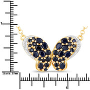 Bids.com 3.83 Carat Genuine Blue Sapphire and White Zircon .925 Sterling Silver Pendant Pendants White Smoke