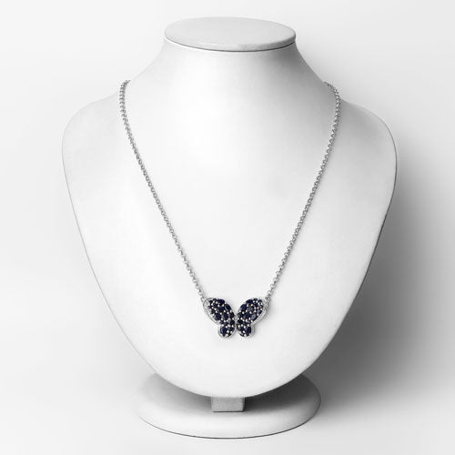 Bids.com 3.83 Carat Genuine Blue Sapphire and White Zircon .925 Sterling Silver Pendant Pendants Lavender