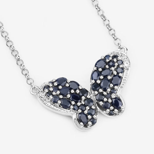 Bids.com 3.83 Carat Genuine Blue Sapphire and White Zircon .925 Sterling Silver Pendant Pendants White Smoke