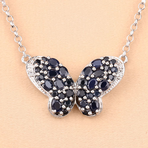 Bids.com 3.83 Carat Genuine Blue Sapphire and White Zircon .925 Sterling Silver Pendant Pendants Peach Puff