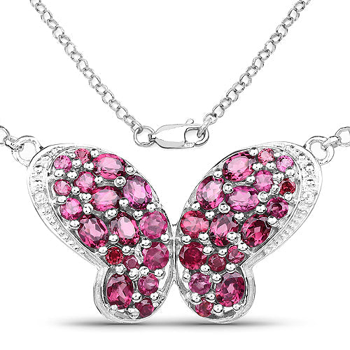 Bids.com 4.15 Carat Genuine Rhodolite and White Topaz .925 Sterling Silver Pendant Pendants White Smoke Default Title
