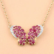 Bids.com 4.15 Carat Genuine Ruby and White Zircon .925 Sterling Silver Pendant Pendants Peach Puff