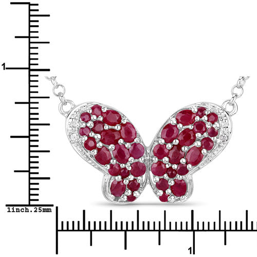 Bids.com 4.15 Carat Genuine Ruby and White Zircon .925 Sterling Silver Pendant Pendants White Smoke