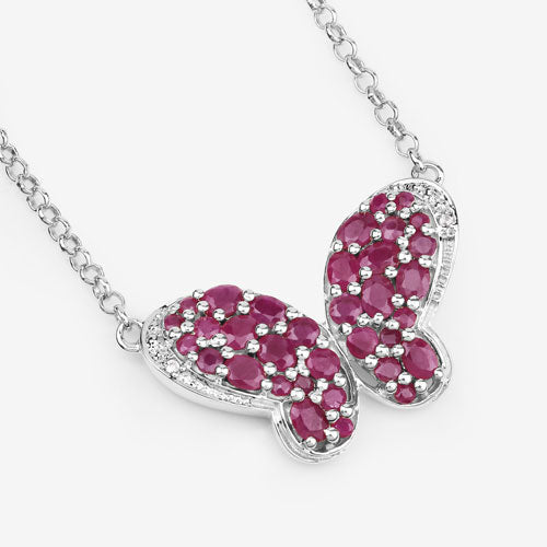 Bids.com 4.15 Carat Genuine Ruby and White Zircon .925 Sterling Silver Pendant Pendants White Smoke