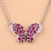 Bids.com 4.15 Carat Genuine Ruby and White Zircon .925 Sterling Silver Pendant Pendants Navajo White