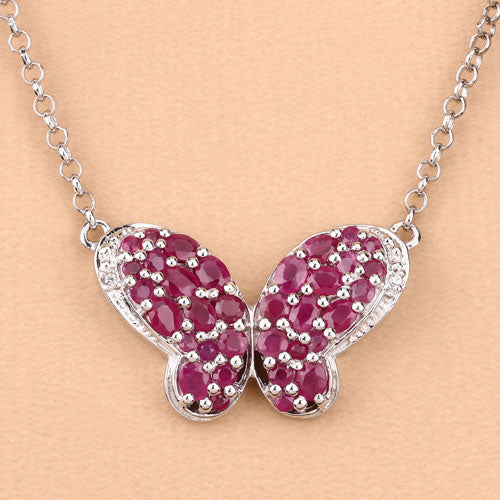 Bids.com 4.15 Carat Genuine Ruby and White Zircon .925 Sterling Silver Pendant Pendants Navajo White