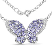 Bids.com 3.31 Carat Genuine Tanzanite & White Topaz .925 Sterling Silver Pendant Pendants White Smoke Default Title