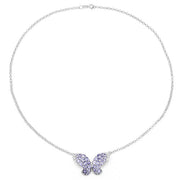 Bids.com 3.31 Carat Genuine Tanzanite & White Topaz .925 Sterling Silver Pendant Pendants White Smoke