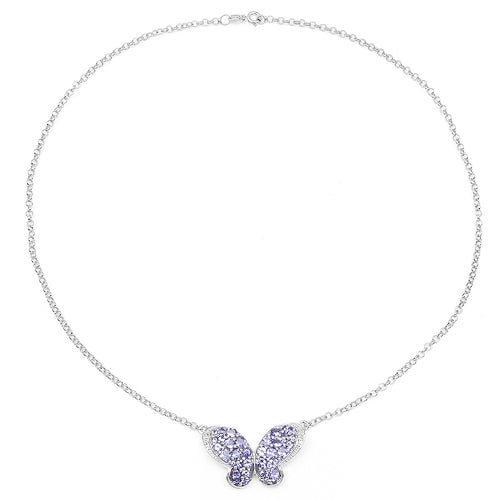 Bids.com 3.31 Carat Genuine Tanzanite & White Topaz .925 Sterling Silver Pendant Pendants White Smoke