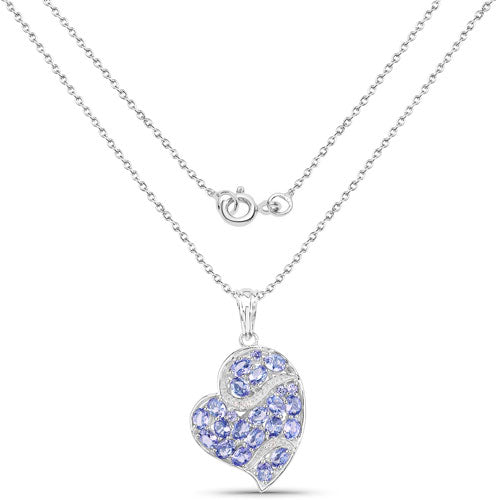 Bids.com 3.40 Carat Genuine Tanzanite and White Topaz .925 Sterling Silver Pendant Pendants White Smoke