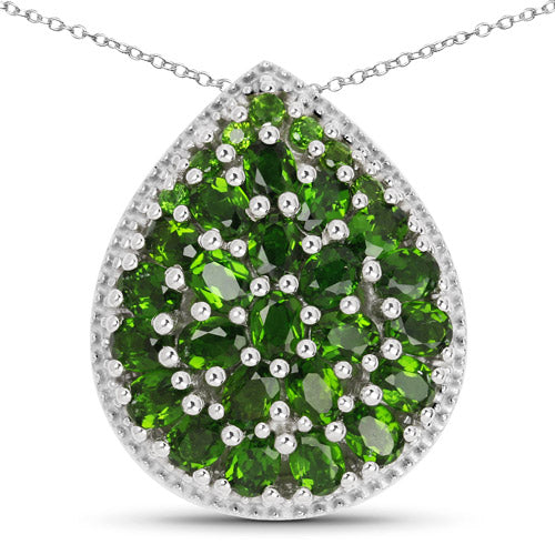Bids.com 4.65 Carat Genuine Chrome Diopside .925 Sterling Silver Pendant Pendants White Smoke Default Title