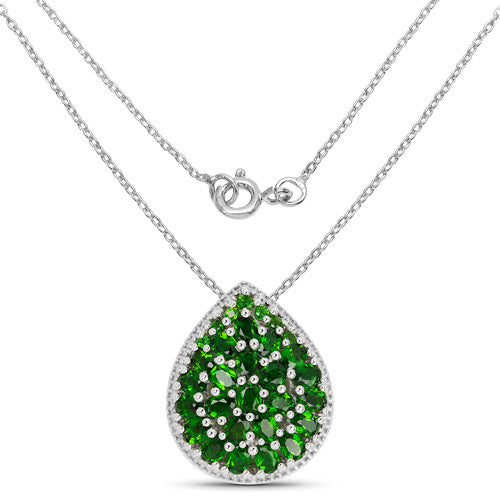 Bids.com 4.65 Carat Genuine Chrome Diopside .925 Sterling Silver Pendant Pendants White Smoke