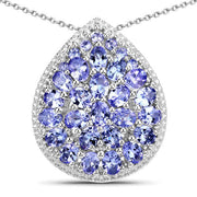 Bids.com 4.16 Carat Genuine Tanzanite .925 Sterling Silver Pendant Pendants White Smoke Default Title