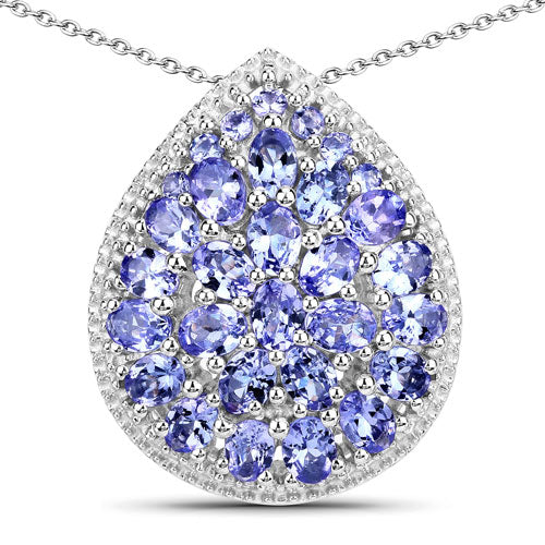 Bids.com 4.16 Carat Genuine Tanzanite .925 Sterling Silver Pendant Pendants White Smoke Default Title