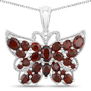 Bids.com 4.90 Carat Genuine Garnet .925 Sterling Silver Pendant Pendants White Smoke Default Title