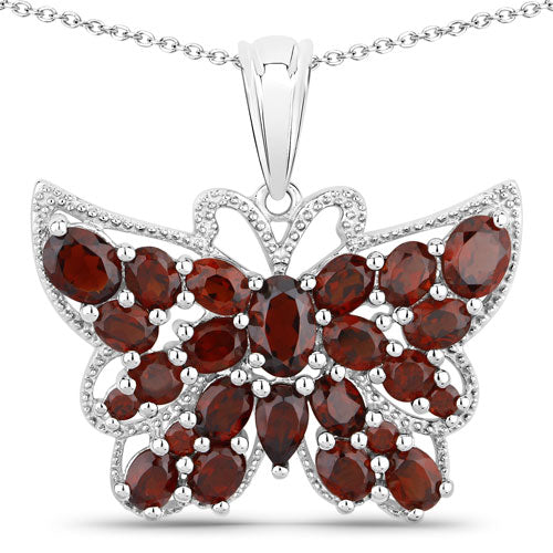 Bids.com 4.90 Carat Genuine Garnet .925 Sterling Silver Pendant Pendants White Smoke Default Title