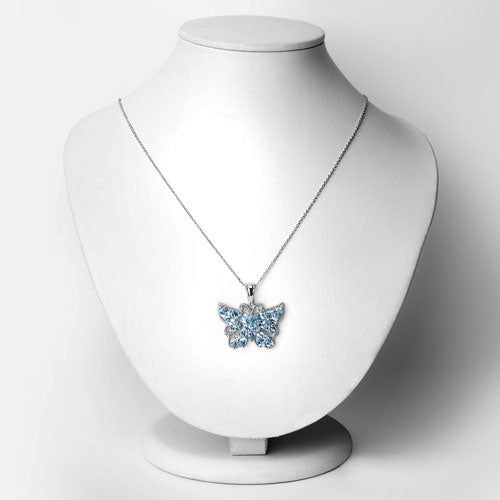 Bids.com 4.84 Carat Genuine Swiss Blue Topaz .925 Sterling Silver Pendant Pendants White Smoke