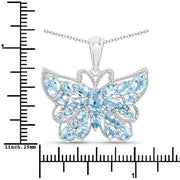 Bids.com 4.84 Carat Genuine Swiss Blue Topaz .925 Sterling Silver Pendant Pendants White Smoke