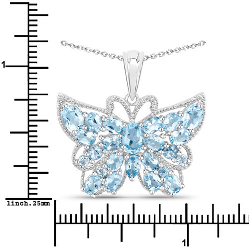 Bids.com 4.84 Carat Genuine Swiss Blue Topaz .925 Sterling Silver Pendant Pendants White Smoke