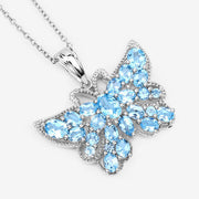 Bids.com 4.84 Carat Genuine Swiss Blue Topaz .925 Sterling Silver Pendant Pendants White Smoke