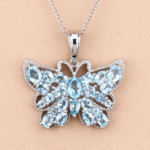 Bids.com 4.84 Carat Genuine Swiss Blue Topaz .925 Sterling Silver Pendant Pendants Wheat
