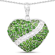 Bids.com 4.51 Carat Genuine Chrome Diopside and White Topaz .925 Sterling Silver Pendant Pendants White Smoke Default Title