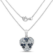 Bids.com 2.73 Carat Genuine Blue Sapphire and Aquamarine .925 Sterling Silver Pendant Pendants White Smoke