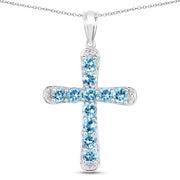 Bids.com 3.85 Carat Genuine Blue Topaz .925 Sterling Silver Pendant Pendants White Smoke Default Title
