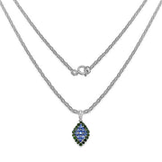 Bids.com 1.40 Carat Genuine Tanzanite and Chrome Diopside .925 Sterling Silver Pendant Pendants White Smoke