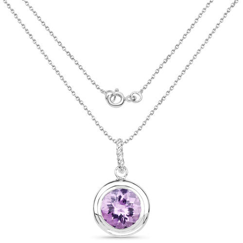 Bids.com 8.00 Carat Genuine Amethyst .925 Sterling Silver Pendant Pendants White Smoke