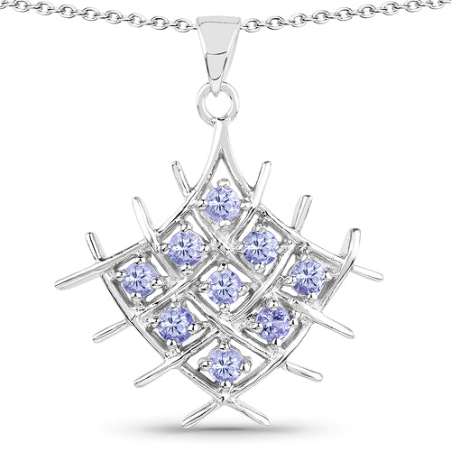 Bids.com 0.90 Carat Genuine Tanzanite .925 Sterling Silver Pendant Pendants White Smoke Default Title