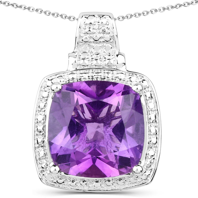 Bids.com 5.85 Carat Genuine Amethyst .925 Sterling Silver Pendant Pendants White Smoke One