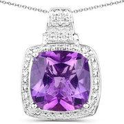 Bids.com 5.85 Carat Genuine Amethyst .925 Sterling Silver Pendant Pendants White Smoke size 18.00,size 20.00