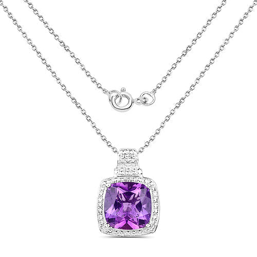 Bids.com 5.85 Carat Genuine Amethyst .925 Sterling Silver Pendant Pendants White Smoke One,size 18.00,size 20.00