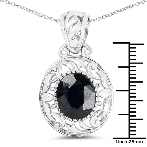 Bids.com 5.94 Carat Dyed Sapphire .925 Sterling Silver Pendant Pendants White Smoke